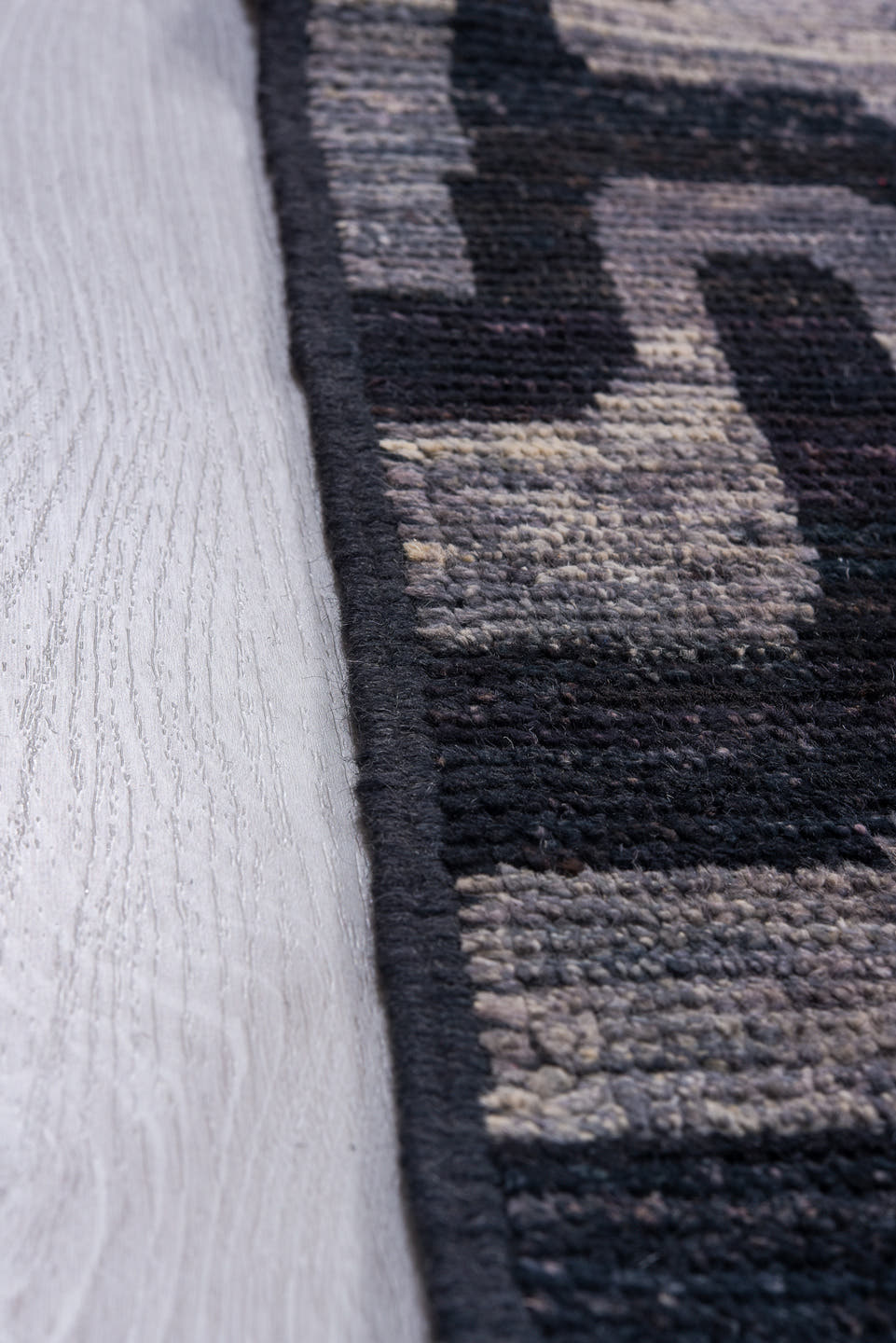 9' x 11' one-of-a-kind handmade vintage Tulu large size rug. Color palette: navy, silver, slate, charcoal, ivory, blue, gray