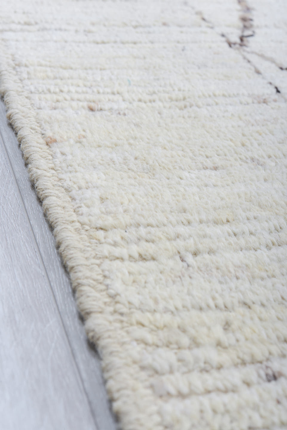 9' x 11' one-of-a-kind handmade vintage Tulu large size rug. Color palette: ivory, taupe, brown, camel, beige, gray