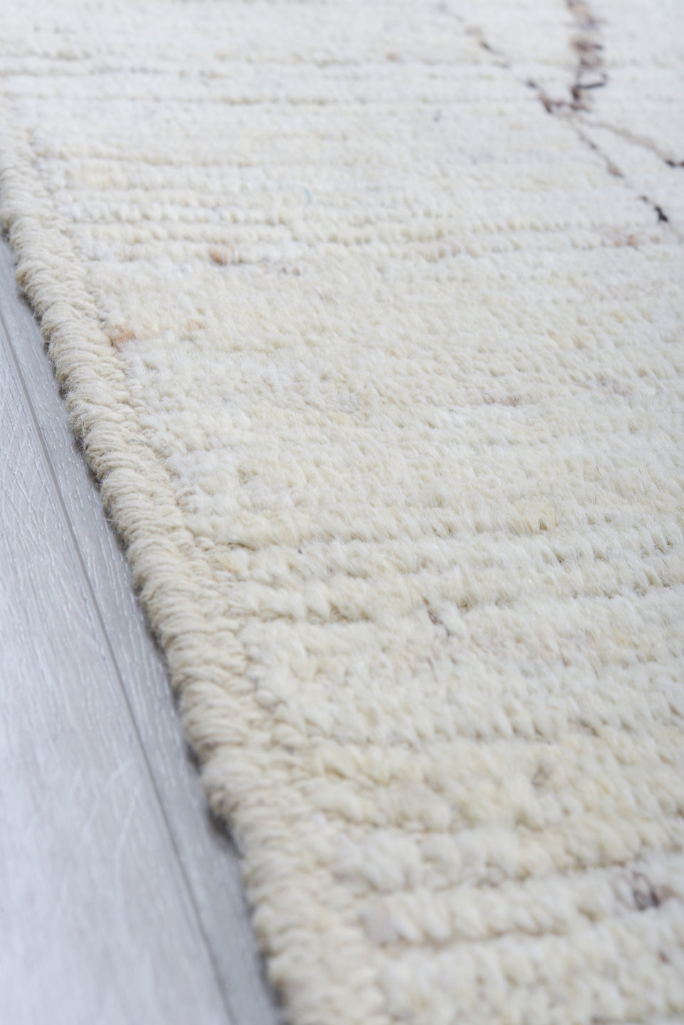 9' x 11' one-of-a-kind handmade vintage Tulu large size rug. Color palette: ivory, taupe, brown, camel, beige, gray