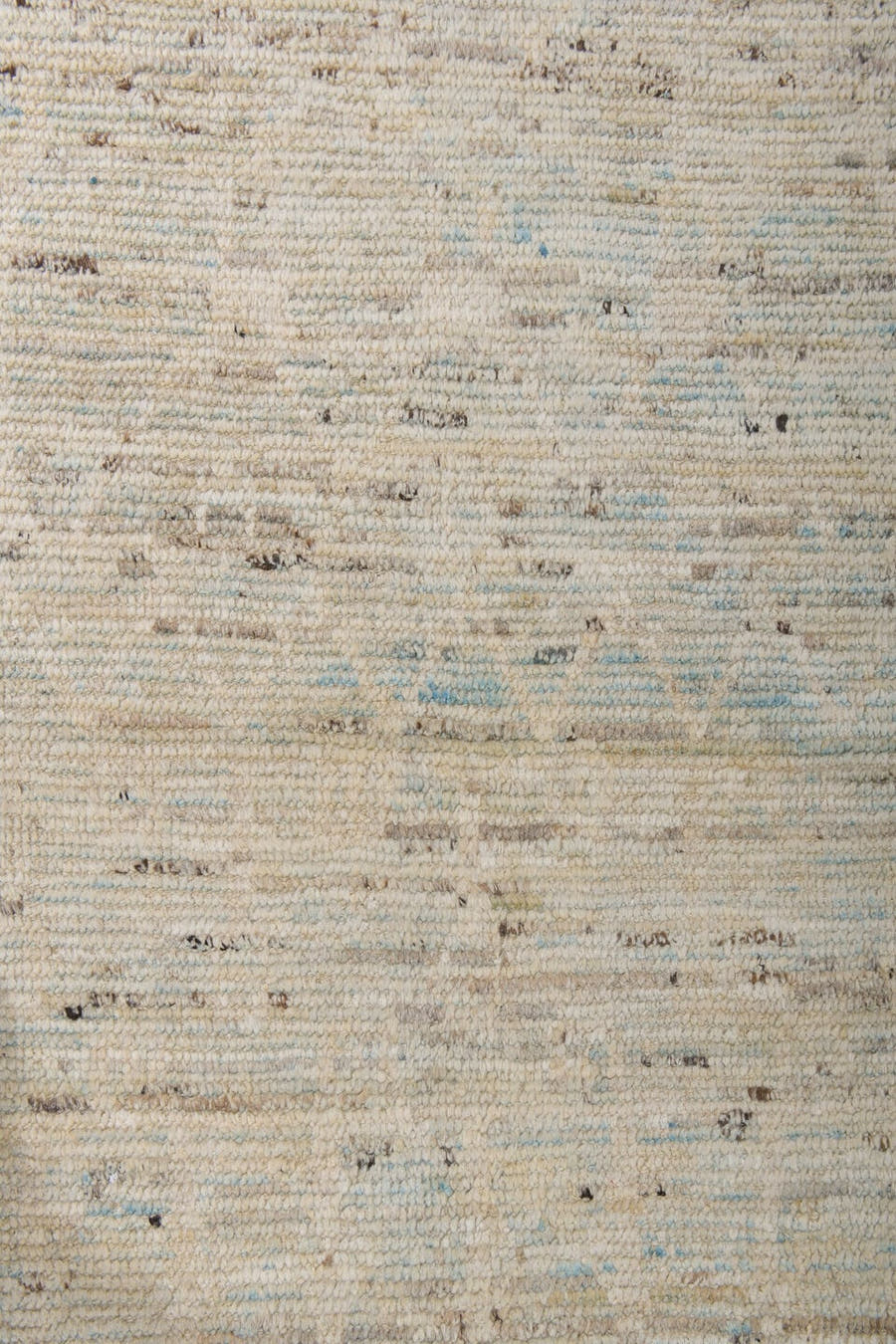 9' x 11' one-of-a-kind handmade vintage Tulu large size rug. Color palette: ivory, cream, taupe, pale blue, brown, gray