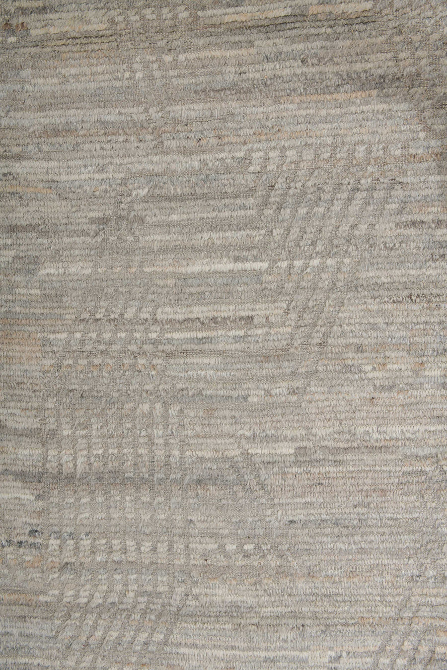 9' x 12' one-of-a-kind handmade vintage Tulu large size rug. Color palette: ivory, taupe, gray, beige, camel