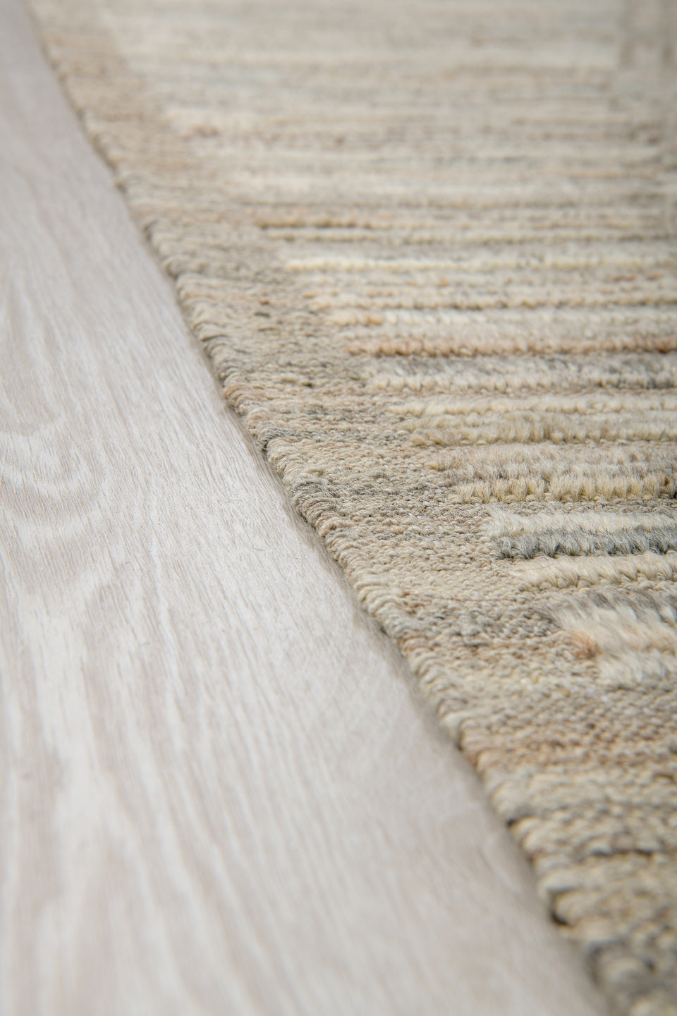 9' x 12' one-of-a-kind handmade vintage Tulu large size rug. Color palette: ivory, taupe, gray, beige, camel