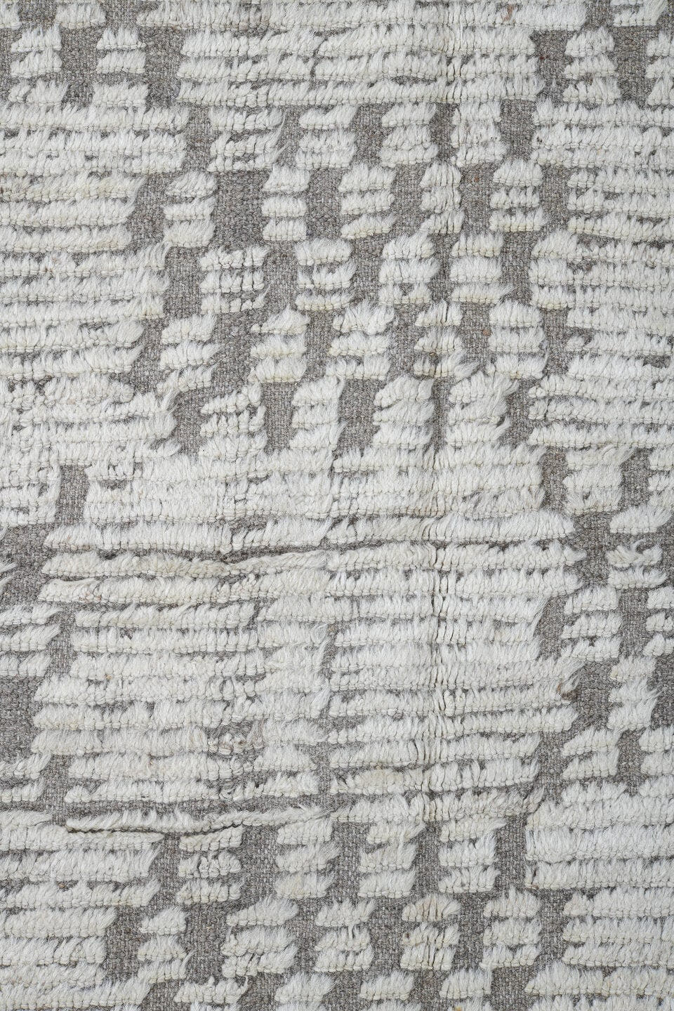13' x 19' one-of-a-kind handmade vintage Tulu oversize rug. Color palette: ivory, taupe, cream, light gray, beige, gray