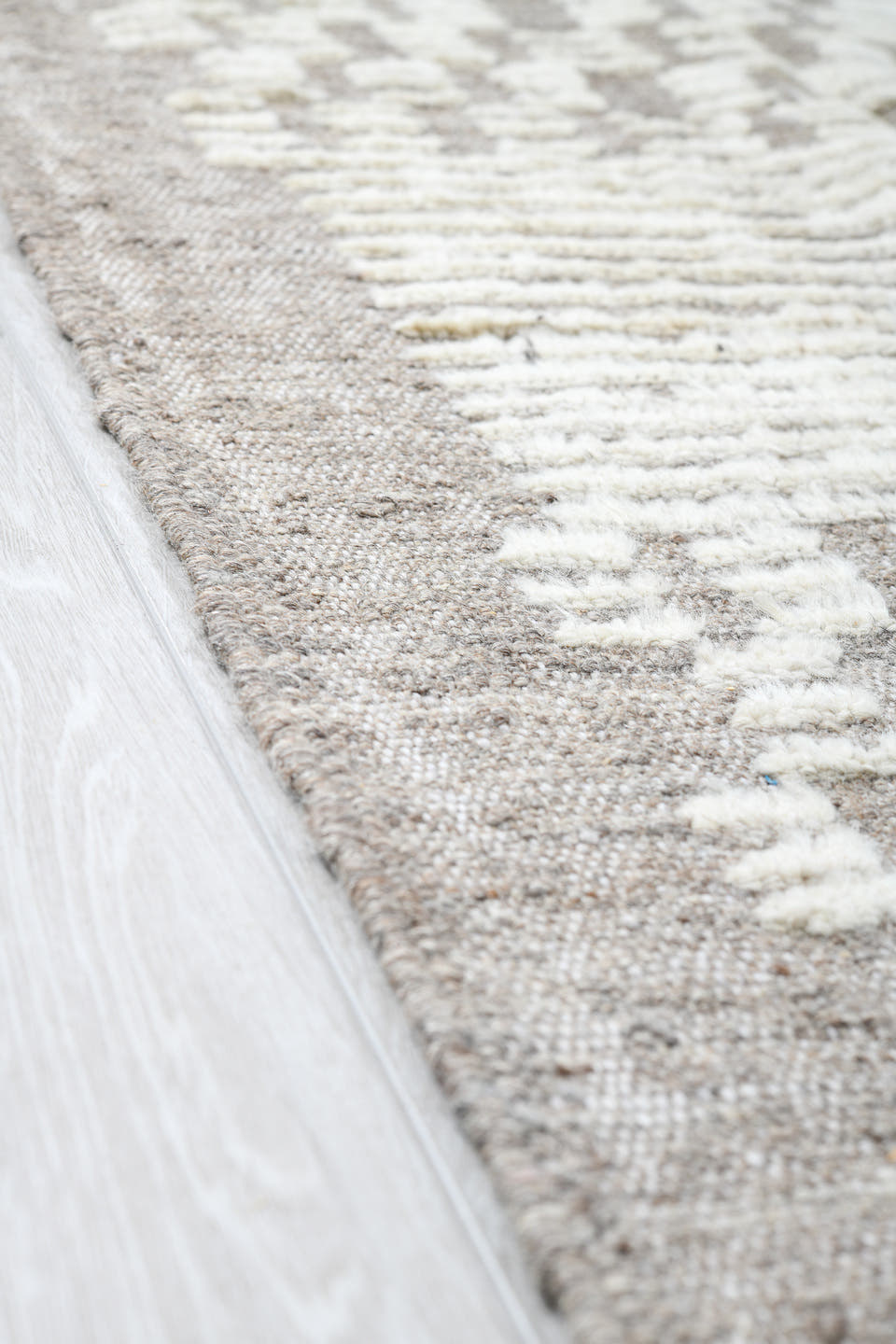13' x 19' one-of-a-kind handmade vintage Tulu oversize rug. Color palette: ivory, taupe, cream, light gray, beige, gray
