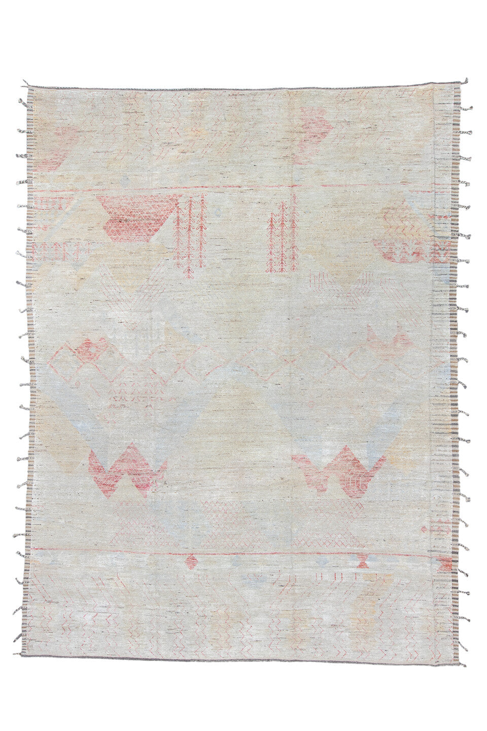 10' x 13' one-of-a-kind handmade vintage Tulu large size rug. Color palette: dark gray, gainsboro, gray, light blue