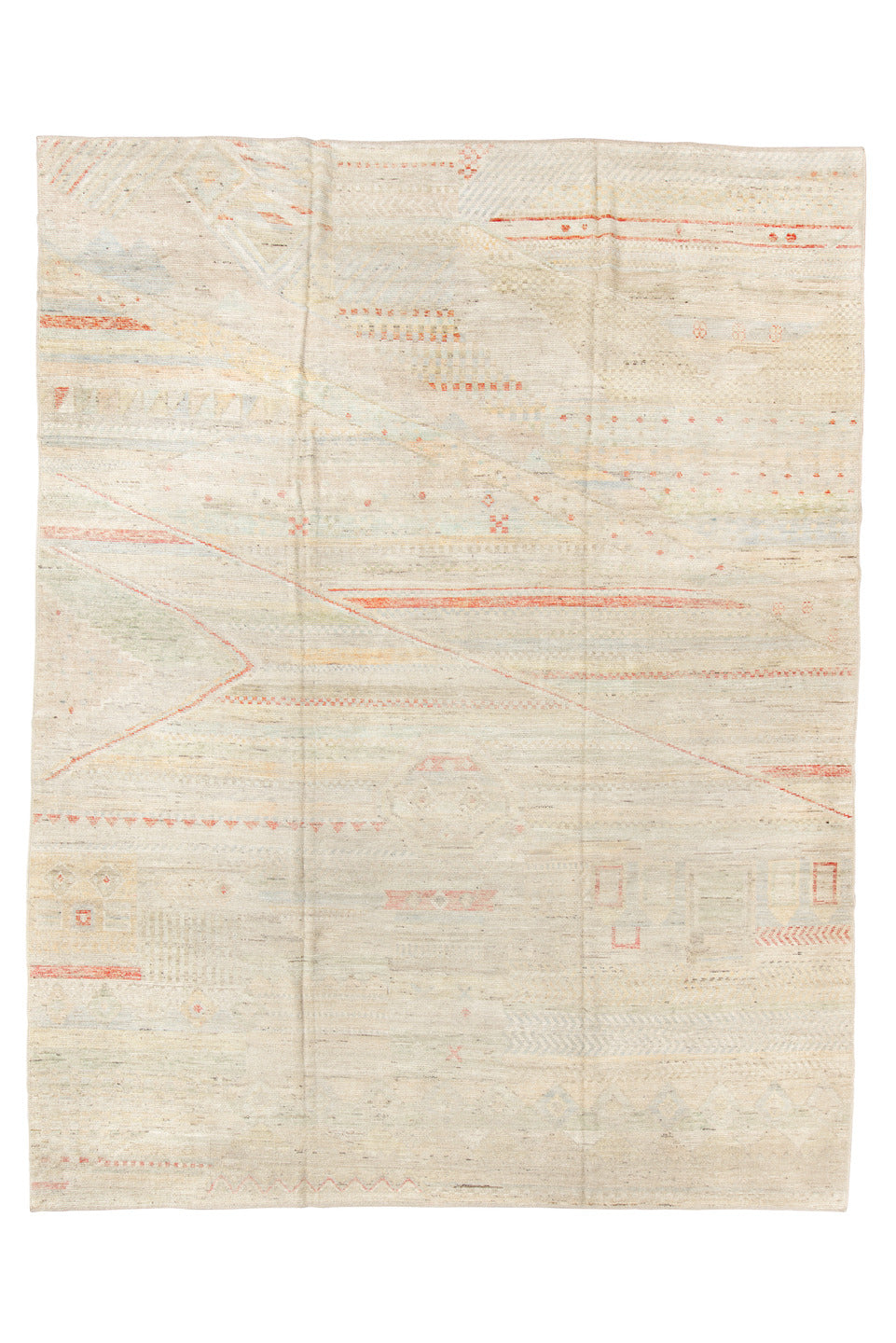 10' x 13' one-of-a-kind handmade vintage Tulu large size rug. Color palette: brown, dark salmon, gainsboro, gray, light gray