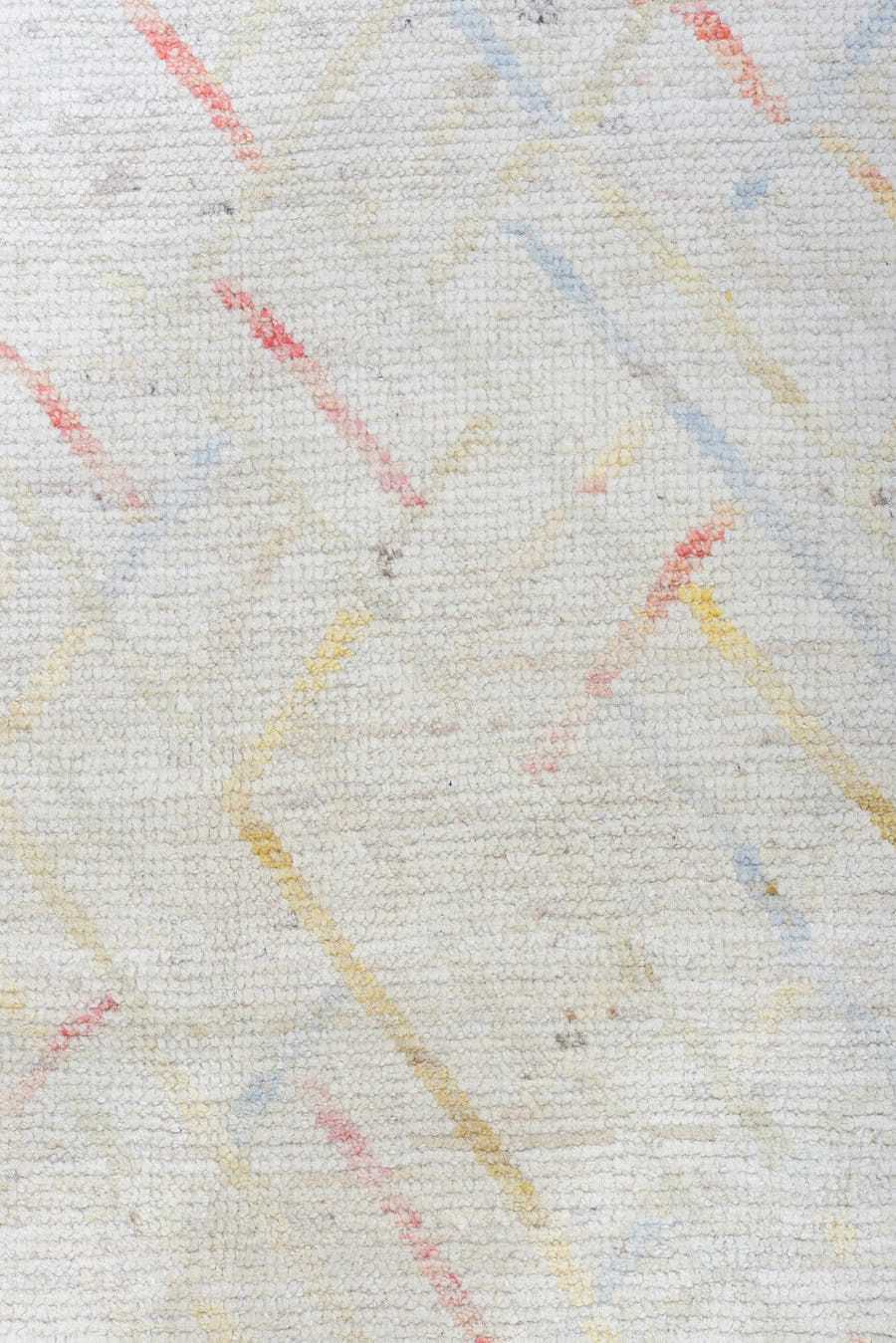 10' x 13' one-of-a-kind handmade vintage Tulu large size rug. Color palette: ivory, powder_blue, blush, saffron, cream
