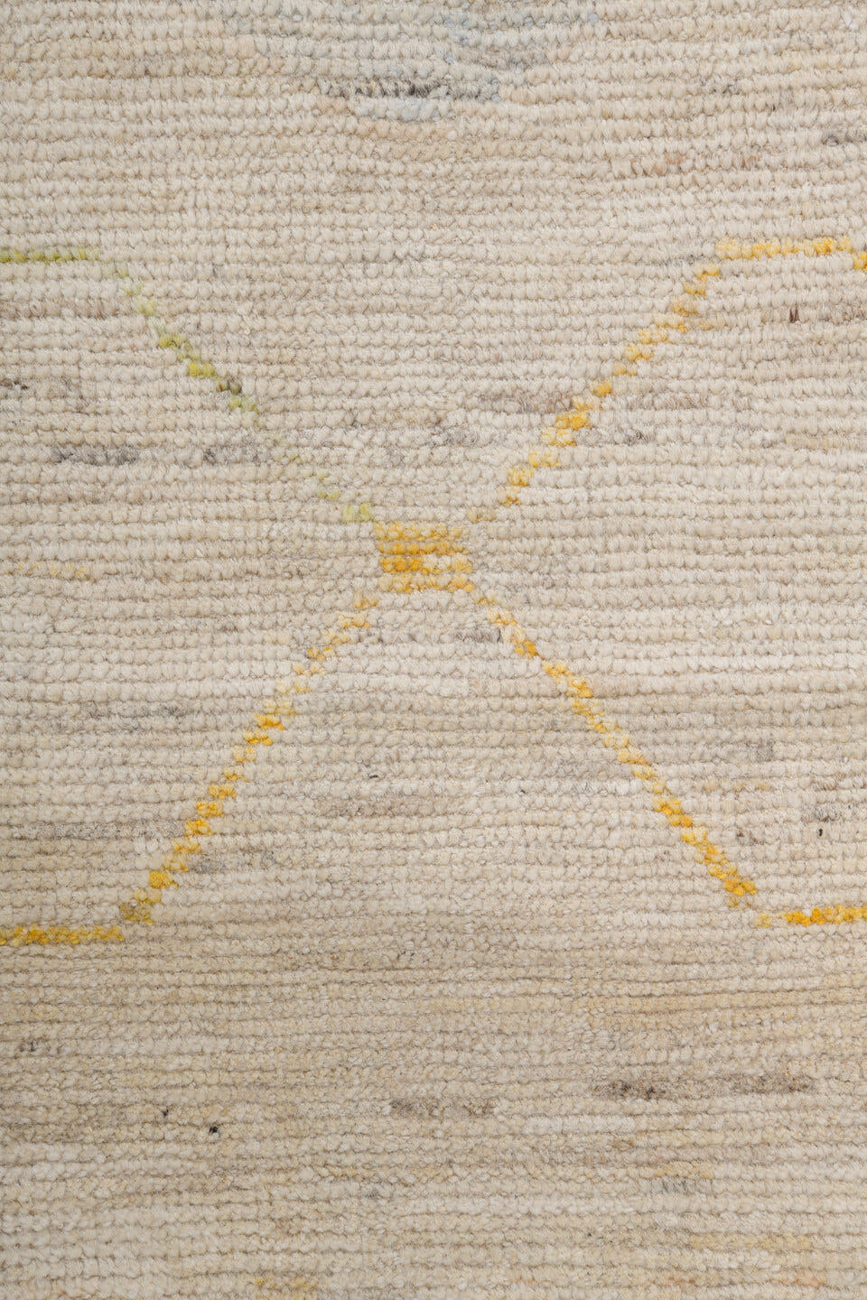 10' x 14' one-of-a-kind handmade vintage Tulu large size rug. Color palette: ivory, cream, saffron, rust, pale blue, blush