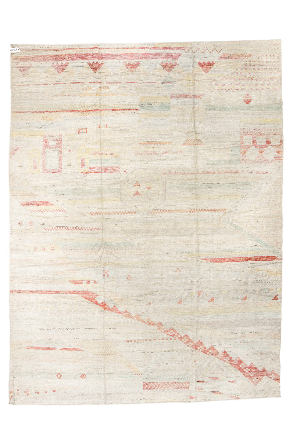 10' x 13' one-of-a-kind handmade vintage Tulu large size rug. Color palette: brown, gainsboro, gray, light gray, linen