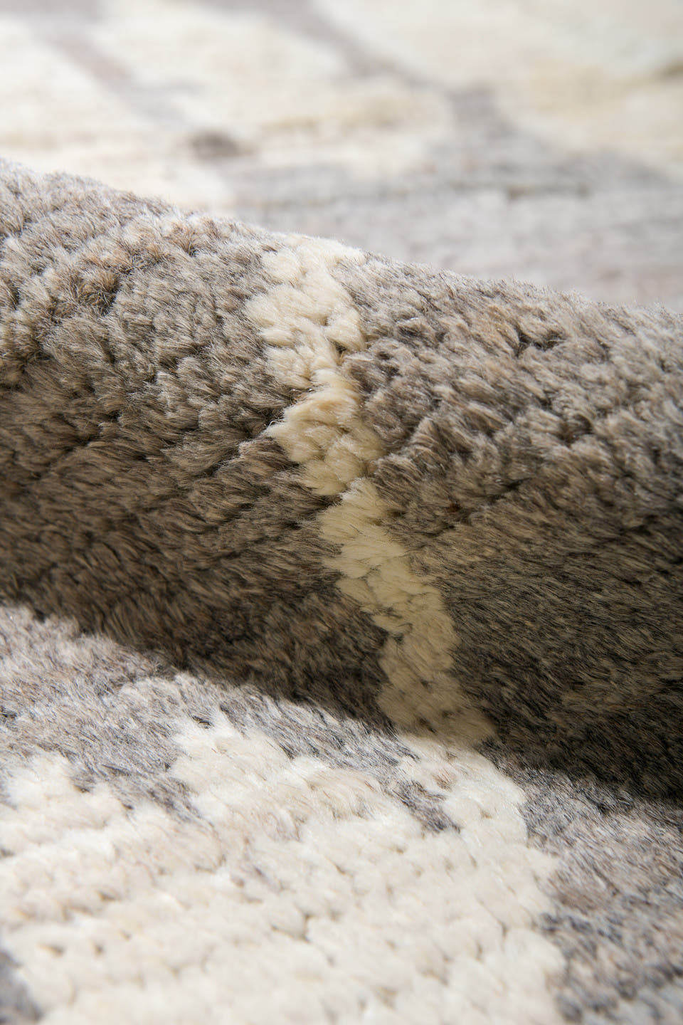 14' x 19' one-of-a-kind handmade vintage Tulu oversize rug. Color palette: gray, ivory, cream, pale gold, taupe, gold, beige