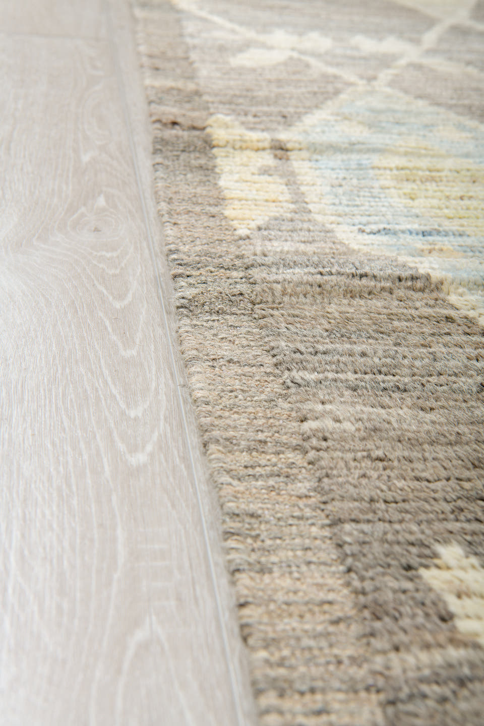 14' x 19' one-of-a-kind handmade vintage Tulu oversize rug. Color palette: gray, ivory, cream, pale gold, taupe, gold, beige