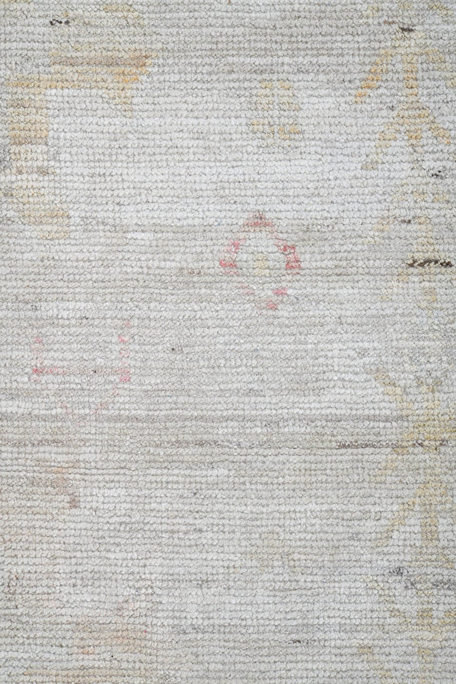 13' x 19' one-of-a-kind handmade vintage Tulu oversize rug. Color palette: ivory, cream, pale blue, blush, sand, gold, taupe