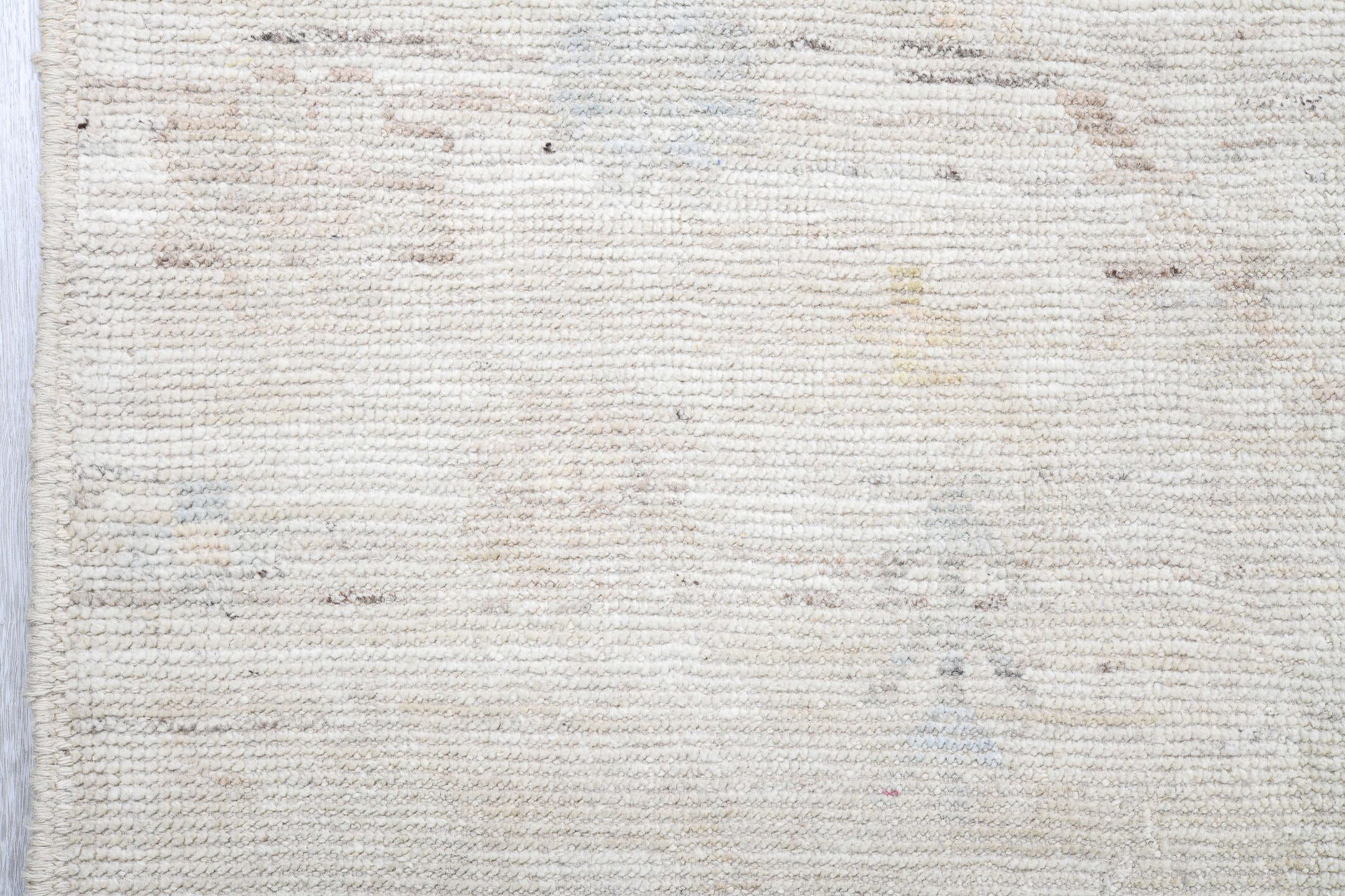 13' x 19' one-of-a-kind handmade vintage Tulu oversize rug. Color palette: ivory, cream, pale blue, blush, sand, gold, taupe