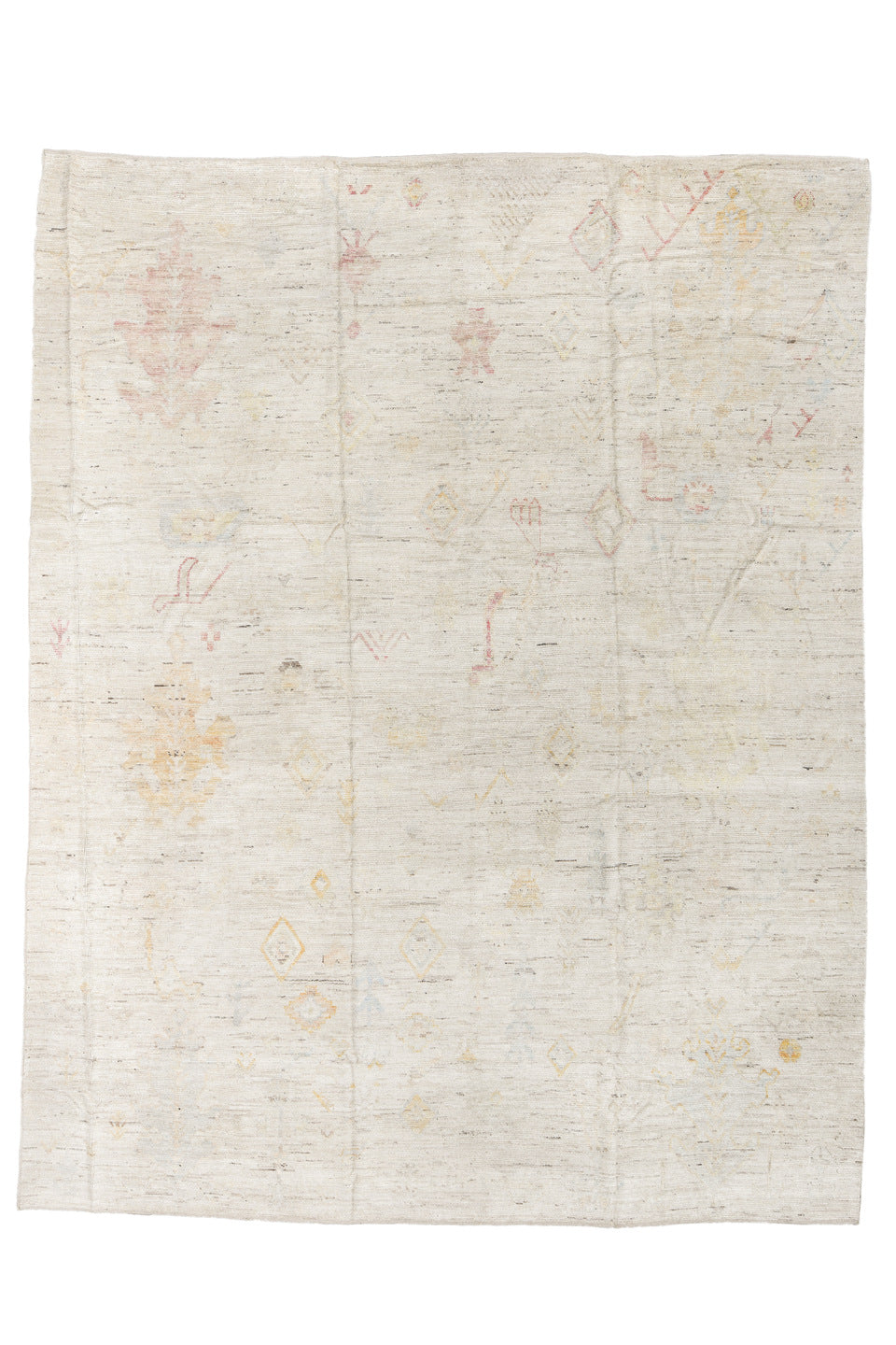 10' x 13' one-of-a-kind handmade vintage Tulu large size rug. Color palette: brown, gainsboro, gray, light gray, off-white