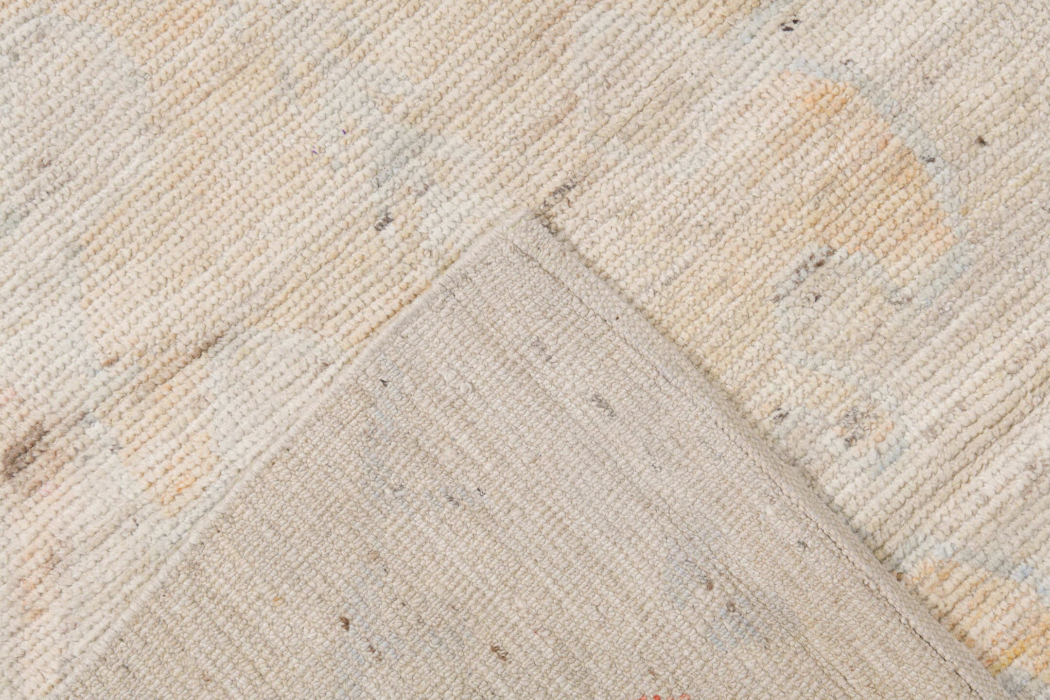 10' x 13' one-of-a-kind handmade vintage Tulu large size rug. Color palette: ivory, cream, blush, pale gold, light gray