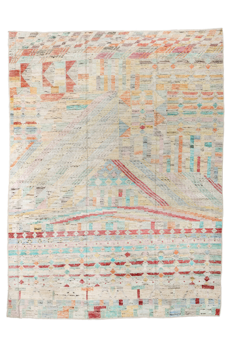 10' x 14' one-of-a-kind handmade vintage Tulu large size rug. Color palette: antiquewhite, beige, bisque, brown, dark salmon
