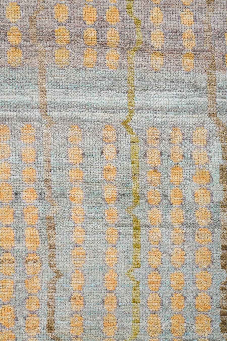 13' x 19' one-of-a-kind handmade vintage Tulu oversize rug. Color palette: ivory, pale aqua, gold, apricot, taupe, cream