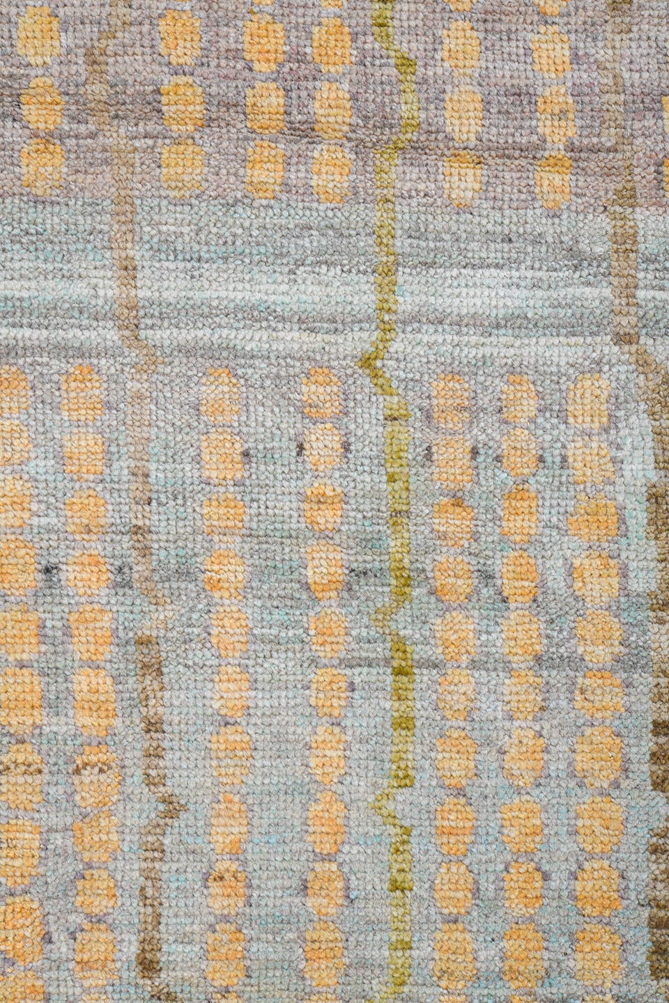 13' x 19' one-of-a-kind handmade vintage Tulu oversize rug. Color palette: ivory, pale aqua, gold, apricot, taupe, cream