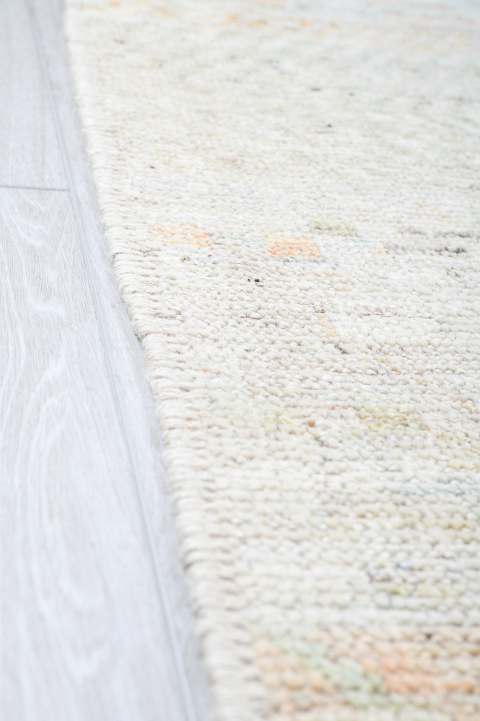 13' x 19' one-of-a-kind handmade vintage Tulu oversize rug. Color palette: ivory, cream, pale blue, blush, sand