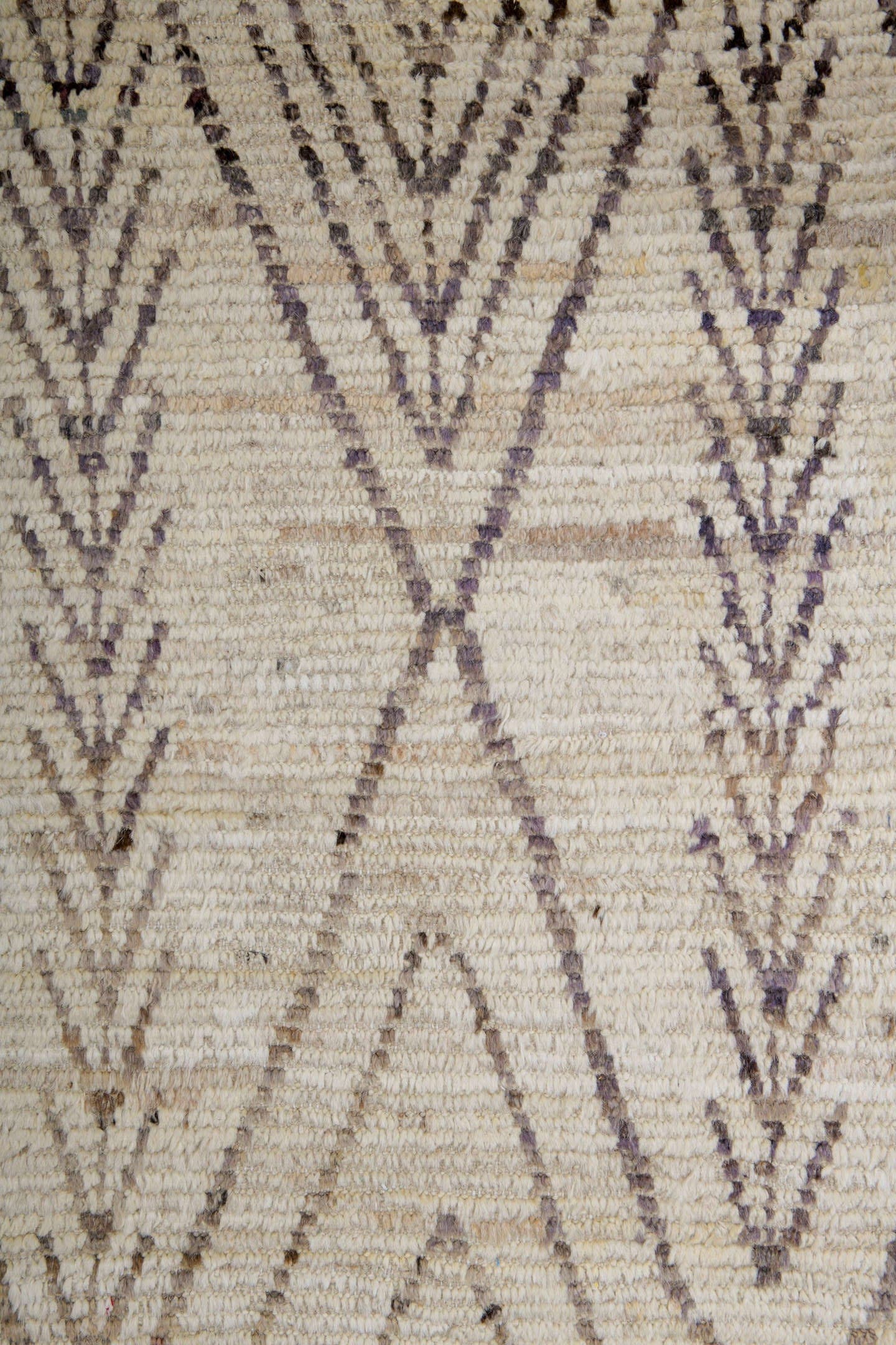 8' x 9' one-of-a-kind handmade vintage Tulu rug. Color palette: ivory, taupe, brown, cream, charcoal, beige, gray, black