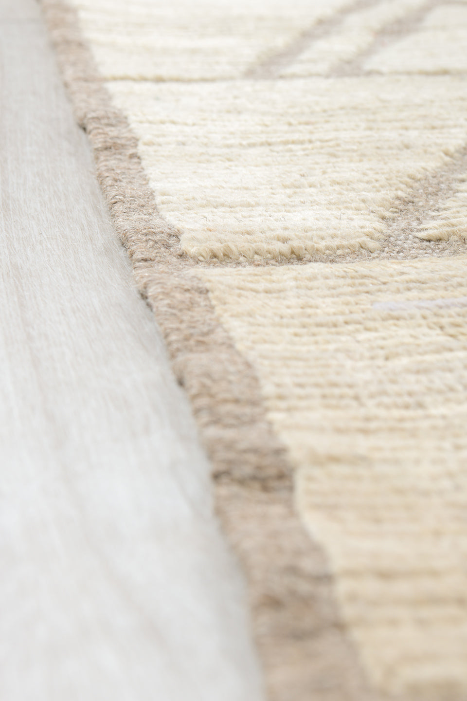 14' x 15' one-of-a-kind handmade vintage Tulu oversize rug. Color palette: ivory, taupe, beige, stone, gray