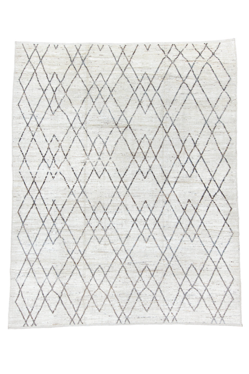 9' x 11' one-of-a-kind handmade vintage Tulu large size rug. Color palette: dark gray, dim gray, gainsboro, gray, light gray