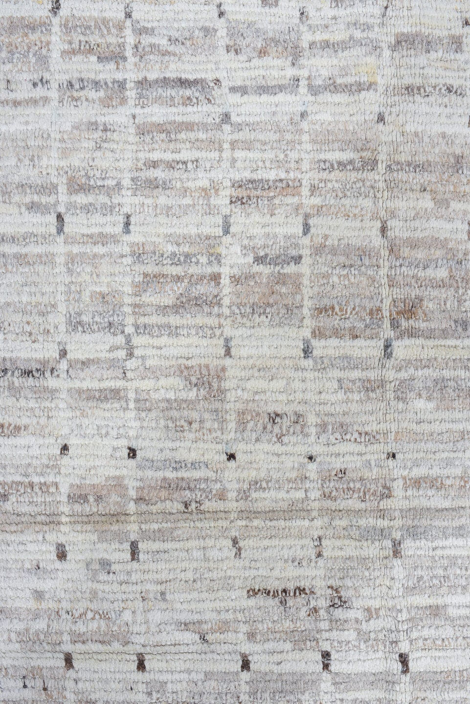 8' x 9' one-of-a-kind handmade vintage Tulu rug. Color palette: ivory, taupe, beige, gray, charcoal, black
