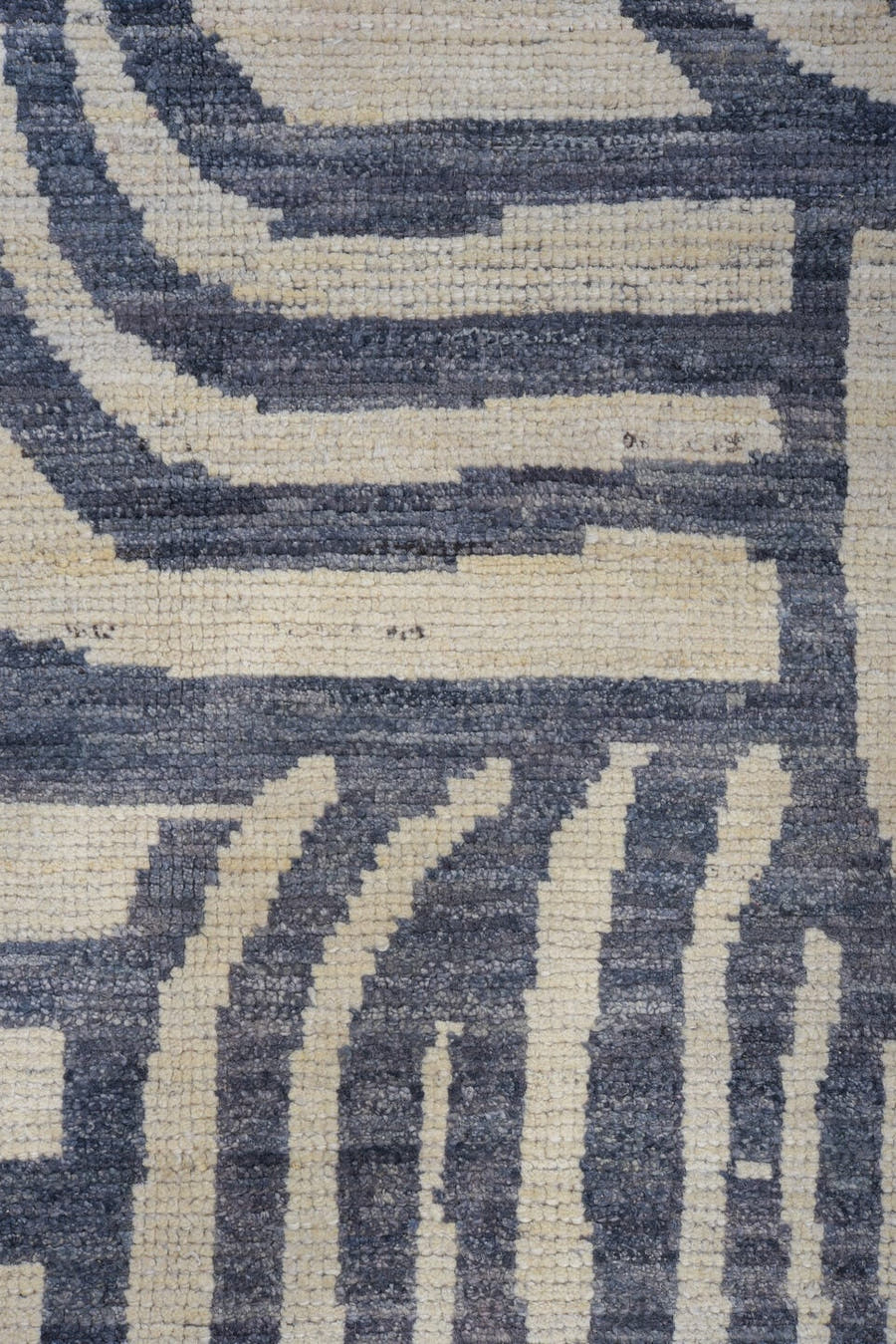 9' x 11' one-of-a-kind handmade vintage Tulu large size rug. Color palette: ivory, charcoal, slate, gray, black