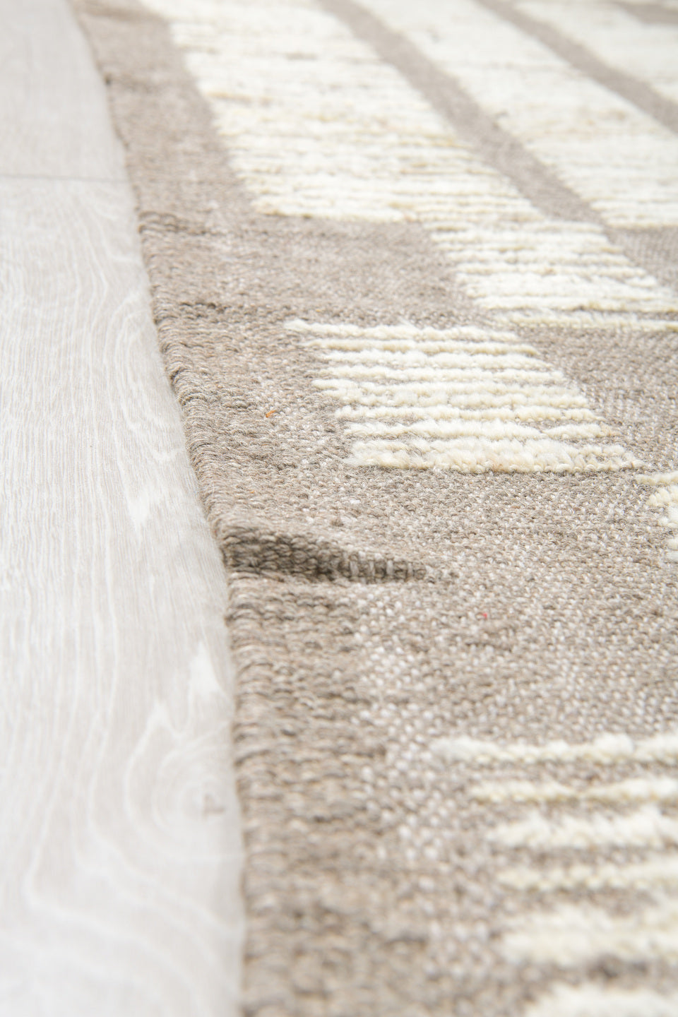 13' x 16' one-of-a-kind handmade vintage Tulu oversize rug. Color palette: floral white, gainsboro, gray, light gray, linen