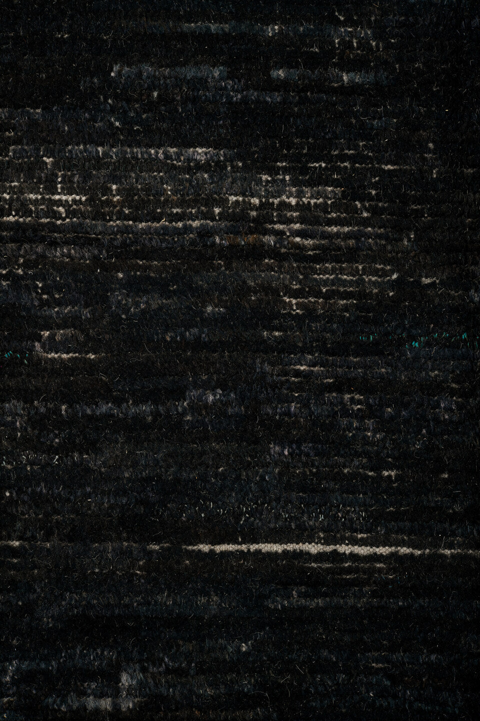 9' x 12' one-of-a-kind handmade vintage Tulu large size rug. Color palette: black, blue, charcoal, gray, light gray