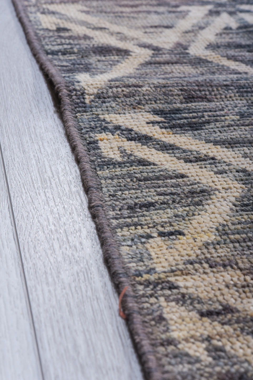13' x 17' one-of-a-kind handmade vintage Tulu oversize rug. Color palette: blue, ivory, slate, denim, gray