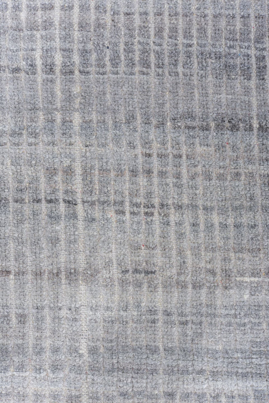 9' x 12' one-of-a-kind handmade vintage Tulu large size rug. Color palette: gray, ivory, taupe, charcoal, beige, black