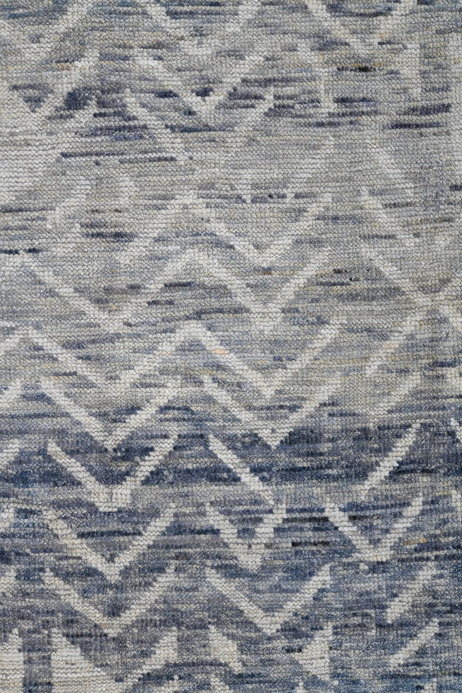 9' x 10' one-of-a-kind handmade vintage Tulu large size rug. Color palette: ivory, slate, pale blue, light gray, gray