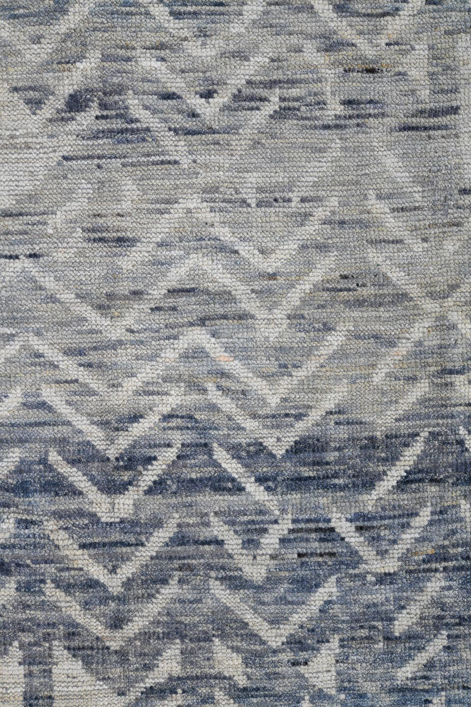 9' x 10' one-of-a-kind handmade vintage Tulu large size rug. Color palette: ivory, slate, pale blue, light gray, gray
