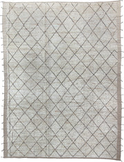 10' x 14' one-of-a-kind handmade vintage Tulu large size rug. Color palette: ivory, taupe, charcoal, cream, beige, gray