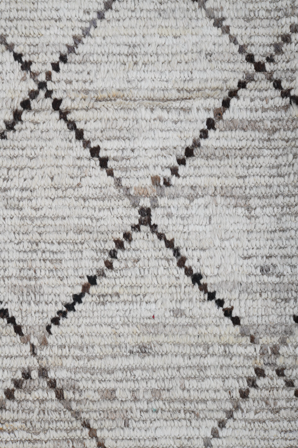 10' x 14' one-of-a-kind handmade vintage Tulu large size rug. Color palette: ivory, taupe, charcoal, cream, beige, gray