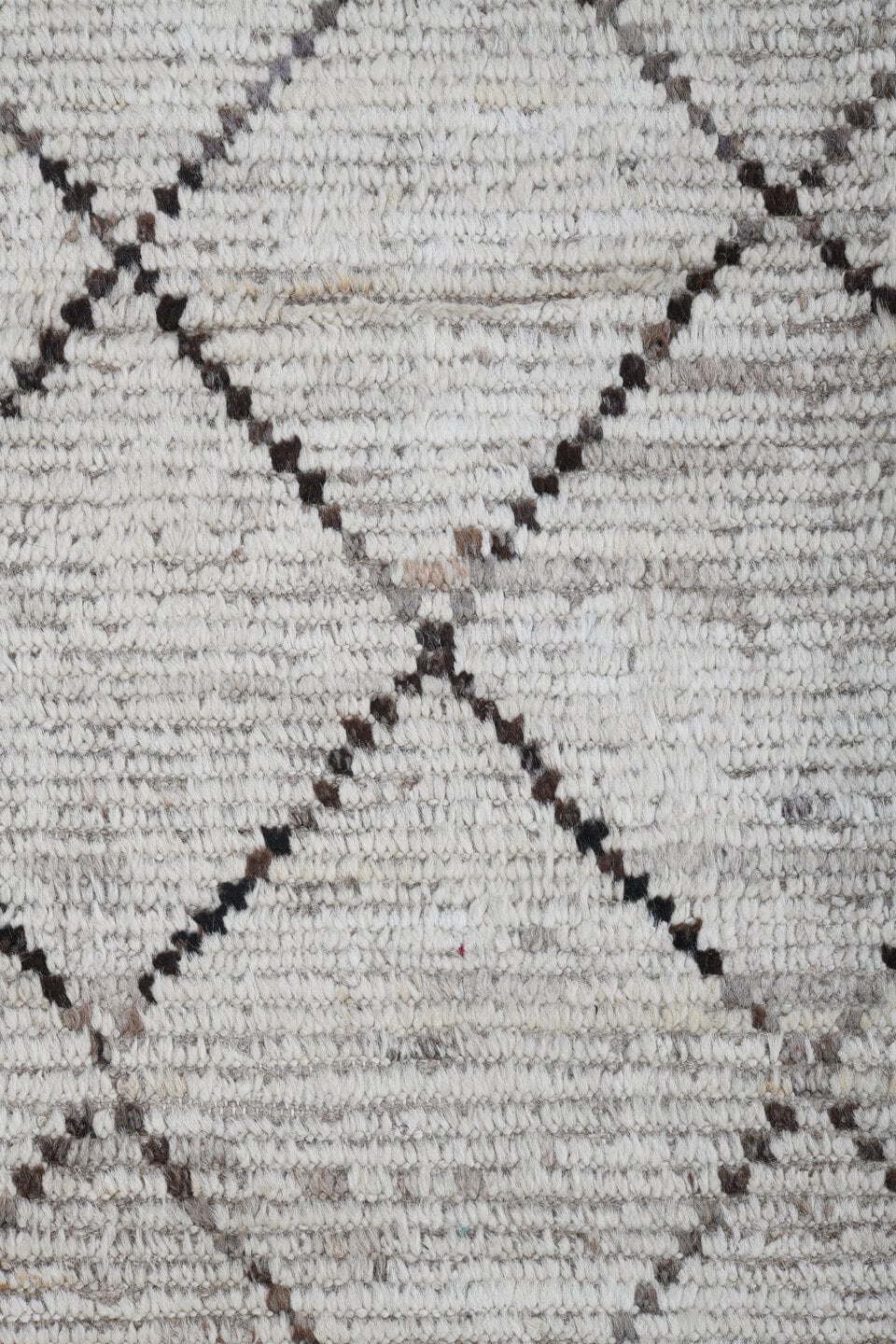 10' x 14' one-of-a-kind handmade vintage Tulu large size rug. Color palette: ivory, taupe, charcoal, cream, beige, gray