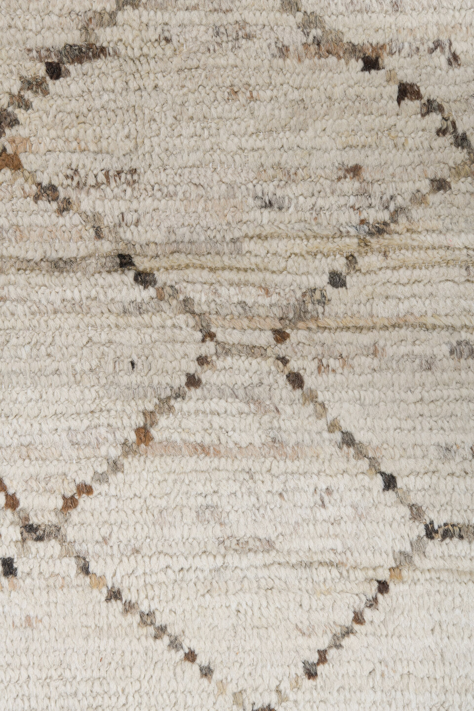10' x 13' one-of-a-kind handmade vintage Tulu large size rug. Color palette: ivory, taupe, charcoal, cream, beige, gray