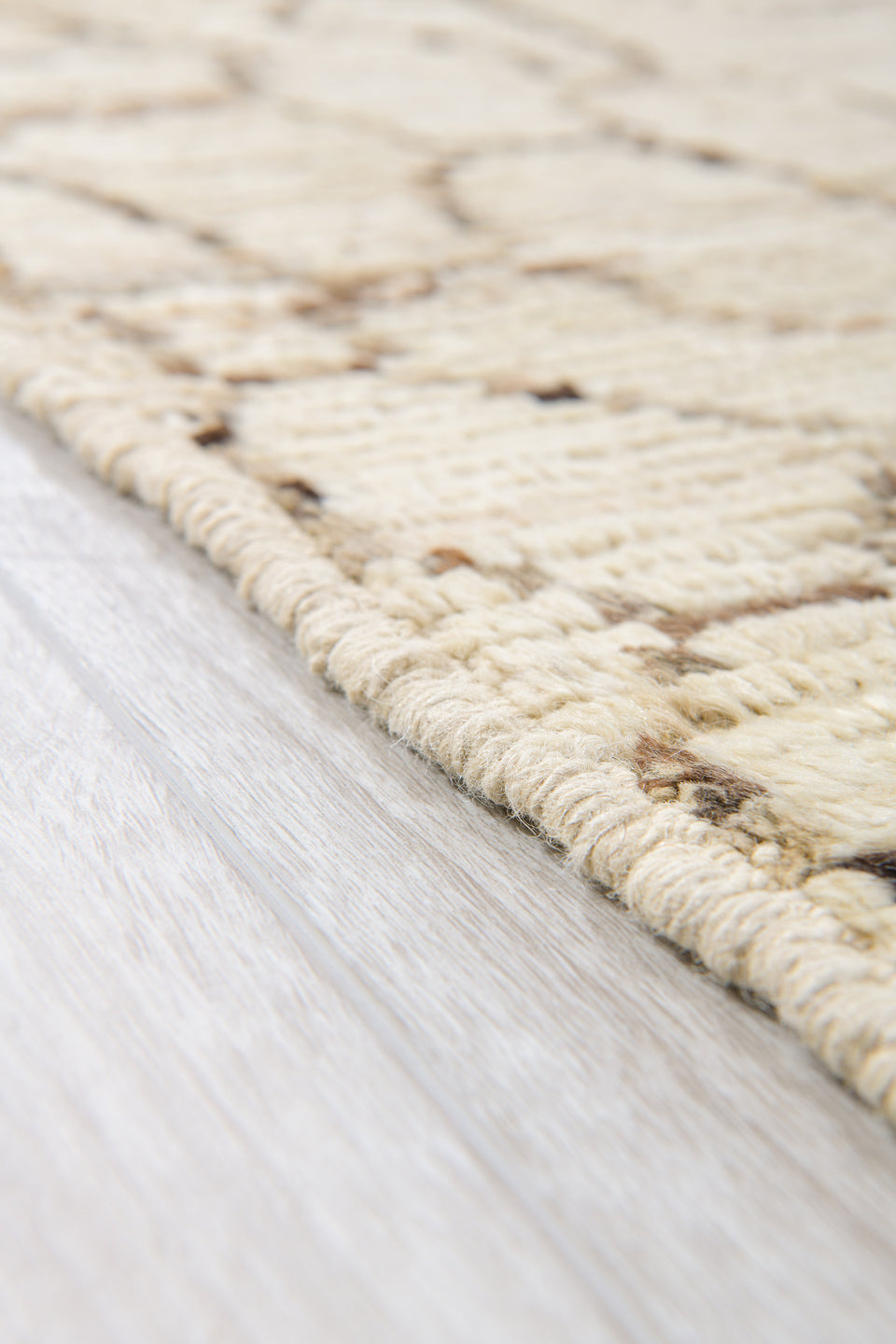 10' x 13' one-of-a-kind handmade vintage Tulu large size rug. Color palette: ivory, taupe, charcoal, cream, beige, gray