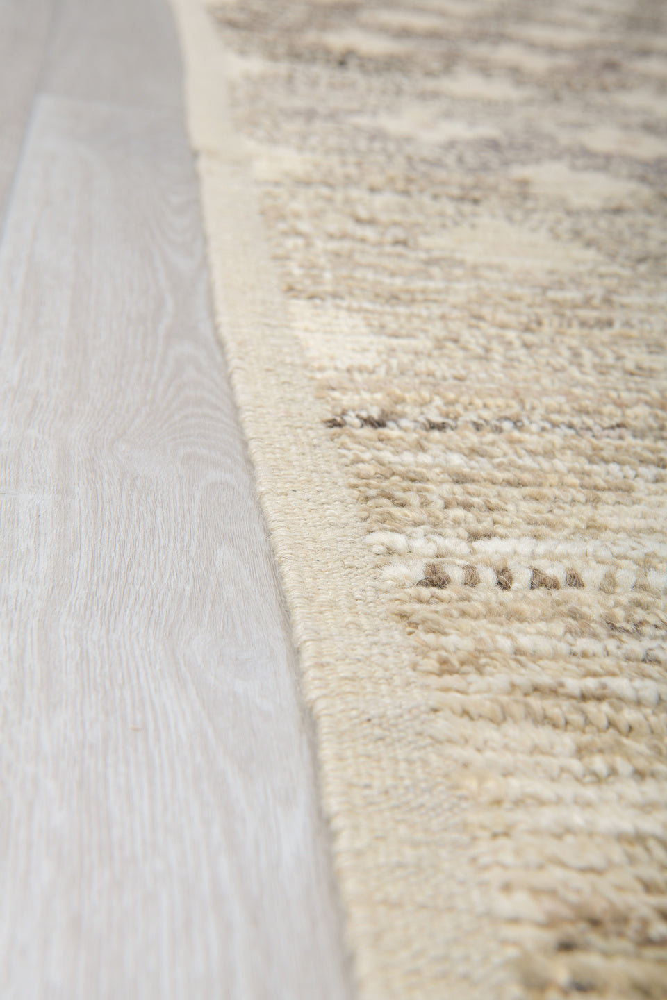 9' x 12' one-of-a-kind handmade vintage Tulu large size rug. Color palette: ivory, taupe, charcoal, cream, beige, gray