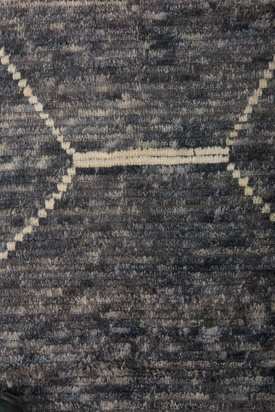 8' x 10' one-of-a-kind handmade vintage Tulu large size rug. Color palette: gray, charcoal, ivory, taupe, black, beige