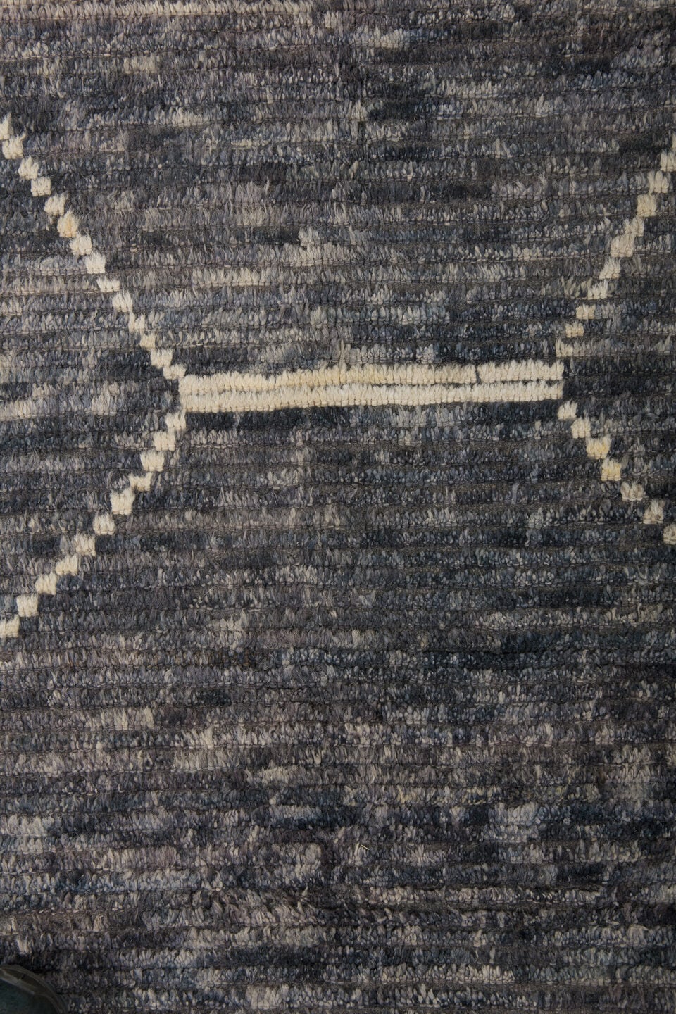 8' x 10' one-of-a-kind handmade vintage Tulu large size rug. Color palette: gray, charcoal, ivory, taupe, black, beige