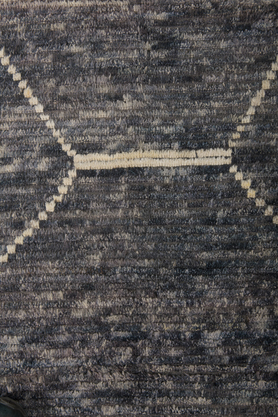 8' x 10' one-of-a-kind handmade vintage Tulu large size rug. Color palette: black, blue, brown, charcoal, dark gray