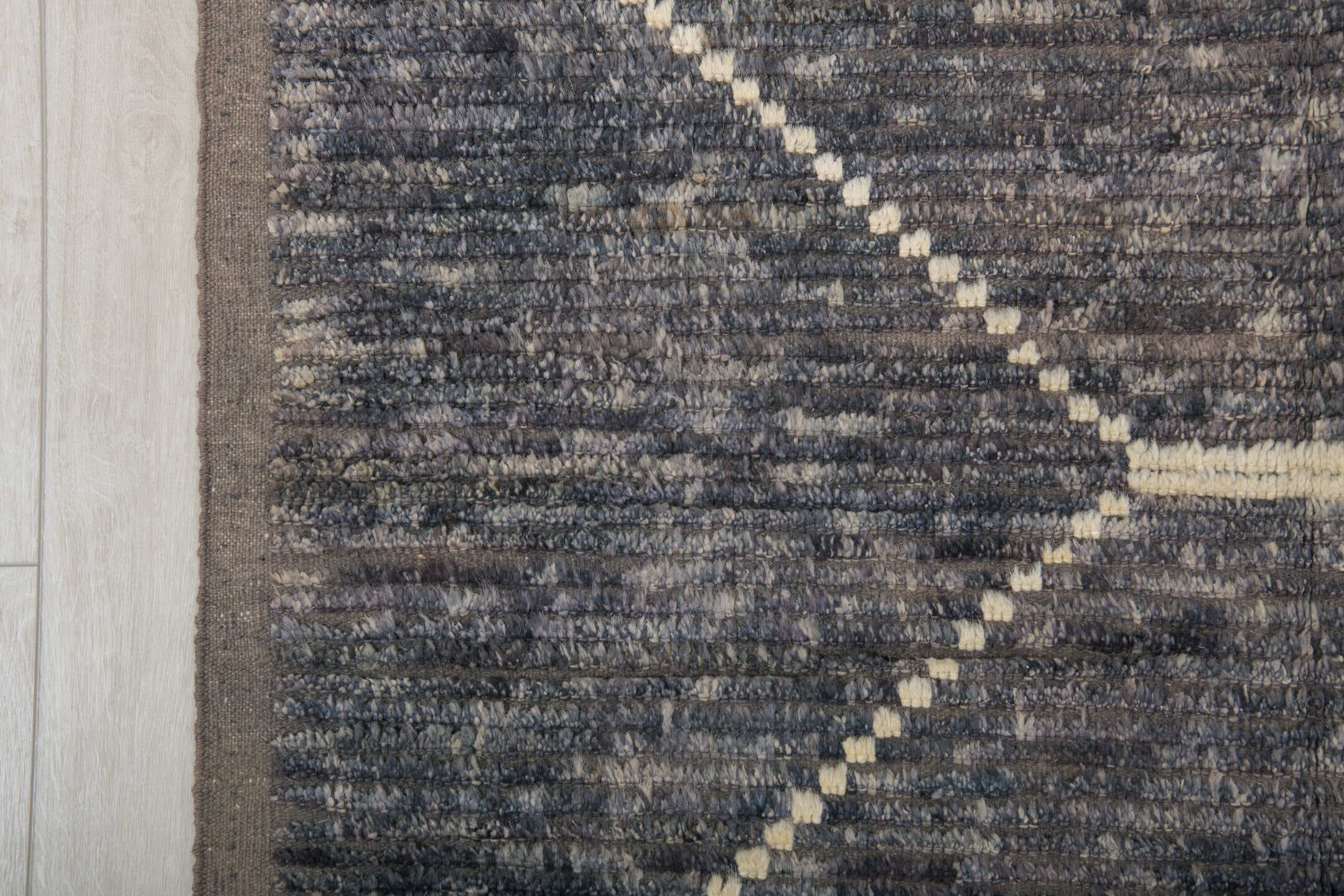 8' x 10' one-of-a-kind handmade vintage Tulu large size rug. Color palette: gray, charcoal, ivory, taupe, black, beige