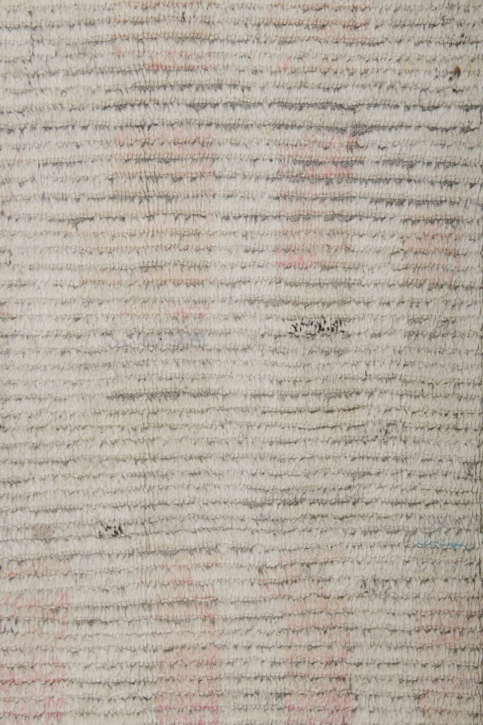 8' x 11' one-of-a-kind handmade vintage Tulu large size rug. Color palette: ivory, cream, taupe, blush, pale blue, charcoal