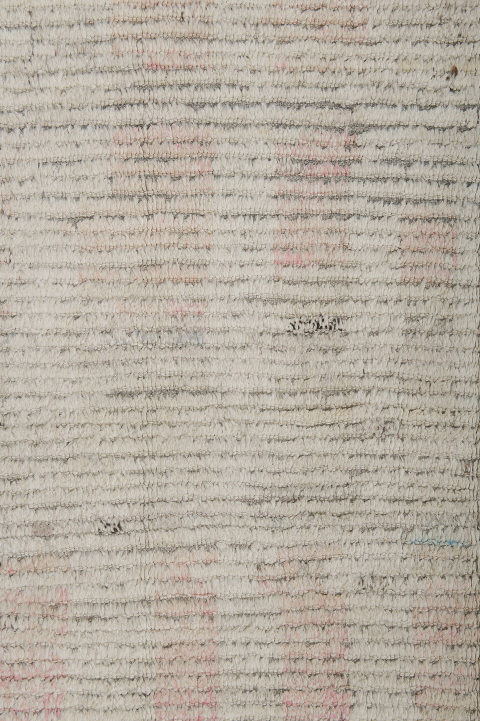 8' x 11' one-of-a-kind handmade vintage Tulu large size rug. Color palette: ivory, cream, taupe, blush, pale blue, charcoal