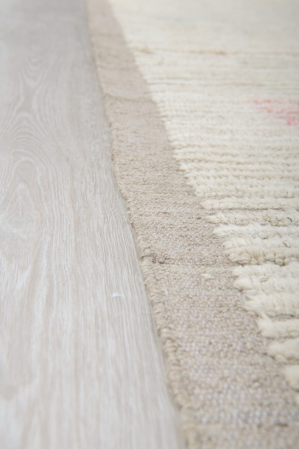8' x 11' one-of-a-kind handmade vintage Tulu large size rug. Color palette: ivory, cream, taupe, blush, pale blue, charcoal
