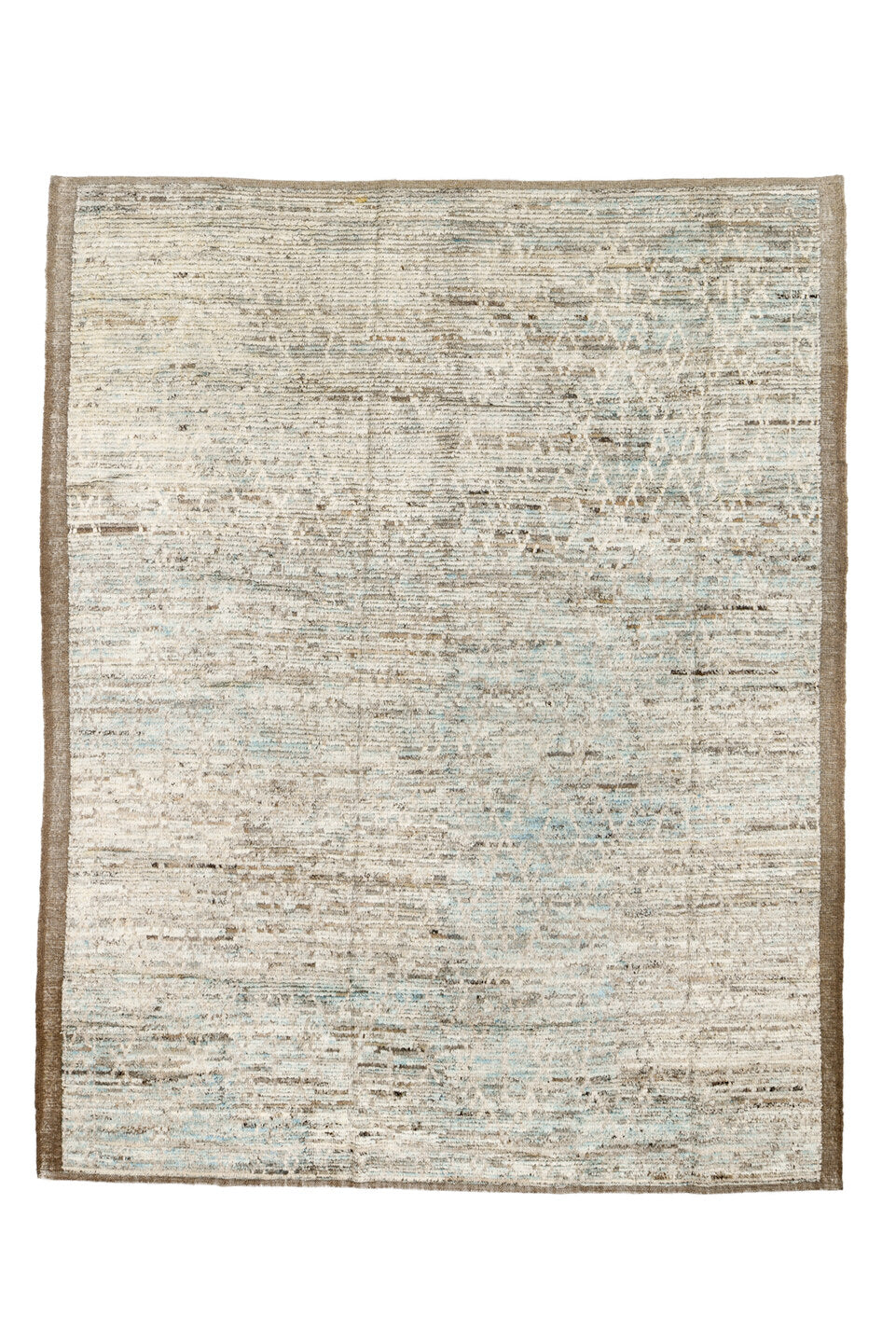 7' x 10' one-of-a-kind handmade vintage Tulu large size rug. Color palette: dim gray, gray, light gray, off-white, silver