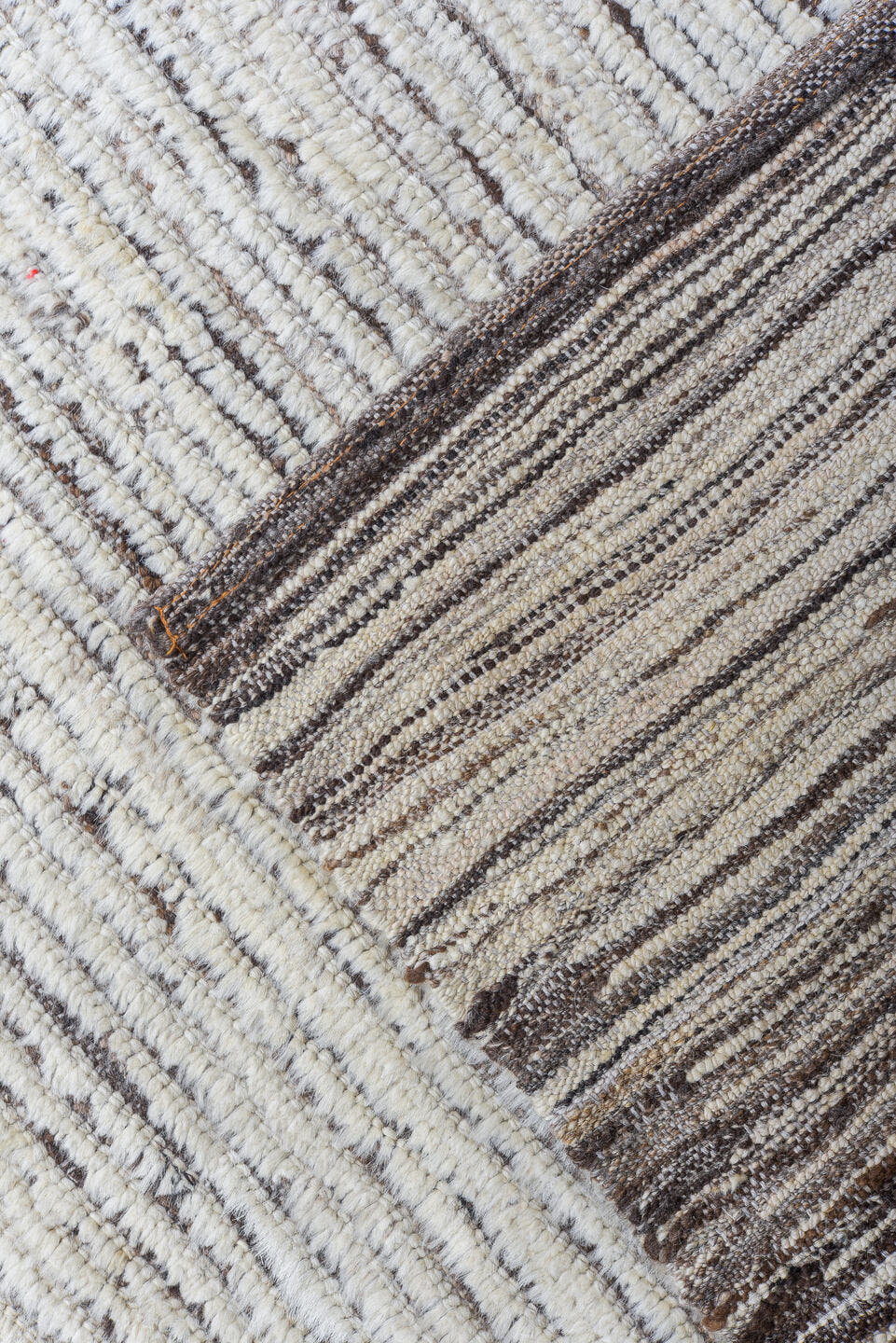 13' x 13' one-of-a-kind handmade vintage Tulu oversize rug. Color palette: ivory, charcoal, taupe, brown, gray, black, beige