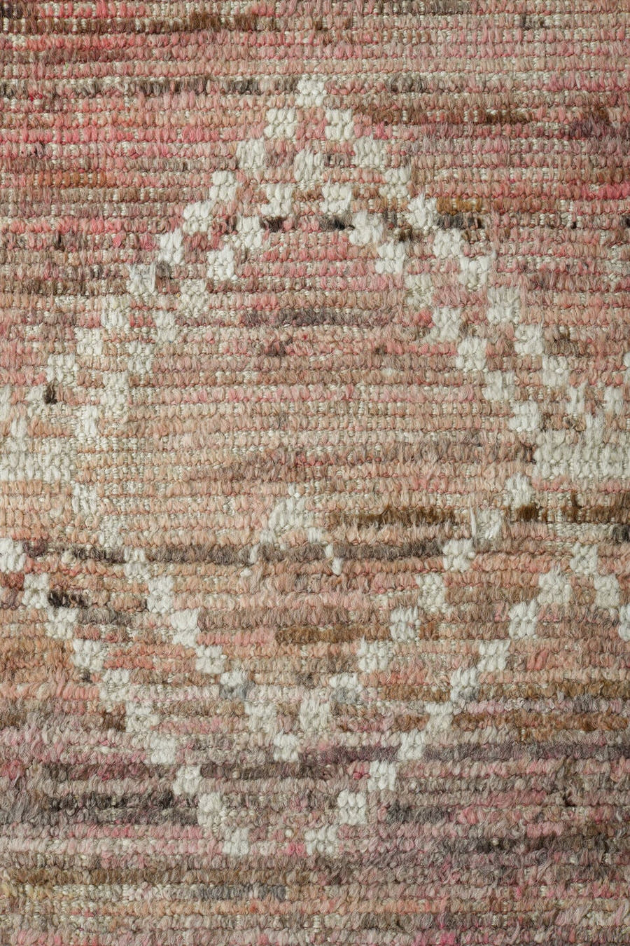 8' x 9' one-of-a-kind handmade vintage Tulu large size rug. Color palette: rose, taupe, ivory, blush, sand, brown, pink, red